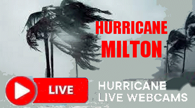 10/9/24: Hurricane Milton is making landfall along Florida' Gulf coast, with conditions expected to continue deteriorating over the coming hours across the state. View the scene from various spots coast to coast using the live webcams below. NOTE: The cams displayed were operating as of Wednesday morning, October 9th, 2024 but may go offline as storm conditions worsen.